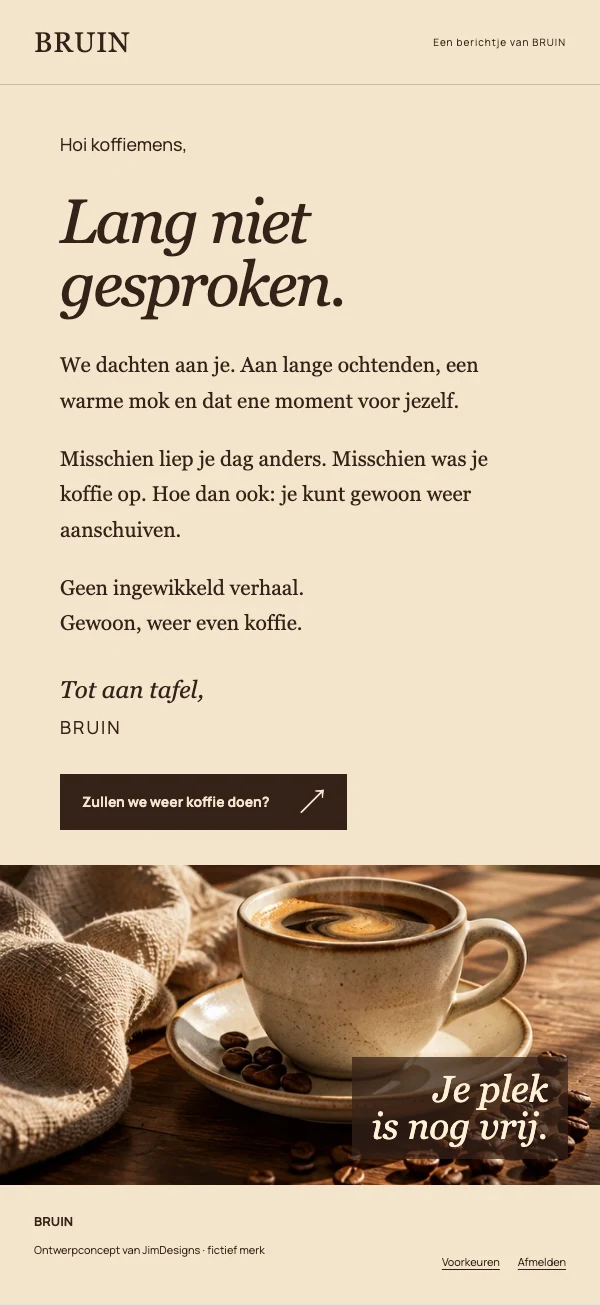 BRUIN win-back e-mailconcept