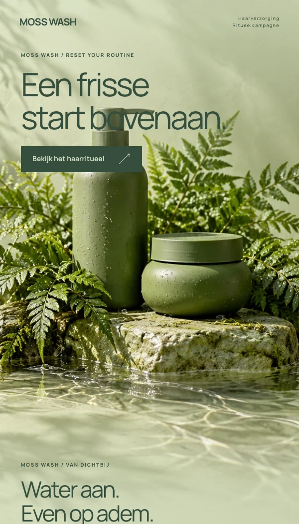 E-maildesignconcept MOSS WASH: Ritueelcampagne