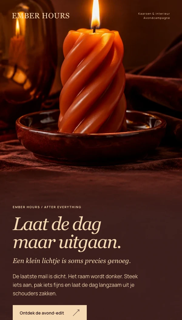E-maildesignconcept EMBER HOURS: Avondcampagne